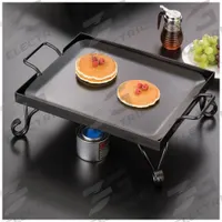 AMERICAN METALCRAFT Griddle: Rectangular, 16 in Overall Lg, 13 1/2 in Overall Wd, 5 in Overall Ht (MPN GS16). Key specifications — Manufacturer Part Number: GS16; Material: Wrought Iron; Shape: Rectangular; Product Type: Griddle with Stand; Brand: AMERICAN METALCRAFT; NSF Certified: No; Color: Black.