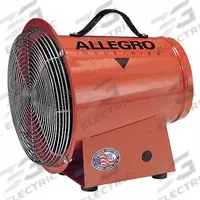 ALLEGRO Confined Space Fan: 120 V AC, 8 in Duct Dia, 1/3 hp Horsepower, 3,200 RPM Blower/Fan Speed (MPN 9513). Key specifications — Brand: ALLEGRO; Operating Voltage: 120 V AC.