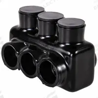 POLARIS Multitap Connector: 3 Port, Single-Sided Entry, 6 AWG – 250 kcmil Wire Size, Black (MPN IPL250-3B). Key specifications — Body Material: Aluminum; Brand: POLARIS.