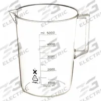 APPROVED VENDOR Beaker: Low Form with Handle, Polymethylpentene, Clear, 5,000 mL, 260 mm Overall Ht (MPN 23X908). Key specifications — Clarity: Clear; Body Color: Colorless; Brand: APPROVED VENDOR; Product Type: Beaker; Includes Graduations: Yes.