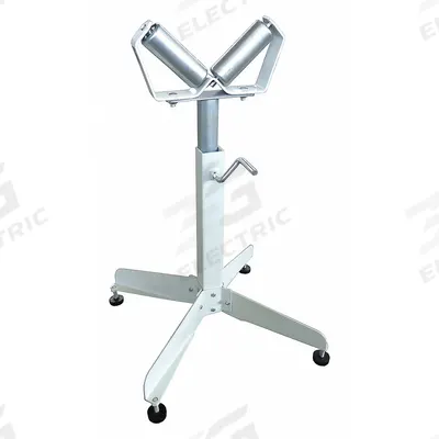APPROVED VENDOR Material Support Stand: 16 3/4 in Overall Wd, 28 in Min. Ht, 45 in Max. Ht - V-Roller Material Support & Transfer Stands