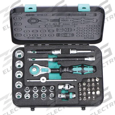 WERA Socket Wrench Set: 1/4 in Drive, 42 Piece, 6-Point, Metric - Metric Socket Sets with Drive Tools