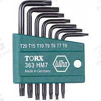 WIHA Torx Key Set: Short, 7 Pieces, T10/T15/T20/T6/T7/T8/T9 Tip Size, Std End, Organizer, 2 Tips (MPN 36392). Key specifications — attr1205450: WIHA; attr1205441: Black Oxide.