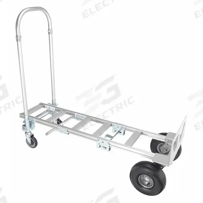 Dayton Convertible Hand Truck: 600 lb, Dual-Handle, Silver, Aluminum, Pneumatic - 2-Position Convertible Hand Trucks