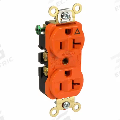 HUBBELL Receptacle: Duplex, 5-20, Orange, 125V AC, 20 A, 2 Pole / 3 Wire (MPN IG5362) - General Purpose Receptacles