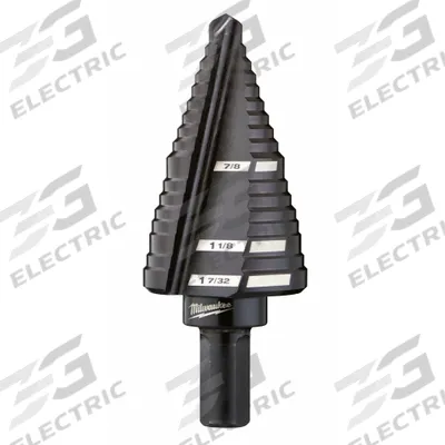MILWAUKEE Step Drill Bit: 7/8" to 1-7/32", Black Oxide HSS - High-Speed Steel Step Drill Bits