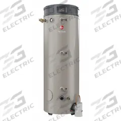 RHEEM Commercial Gas Water Heater: Natural Gas, Low NOx, 100 gal, 160,000 BTU, 77.5 in Ht (MPN GHE100SU-160). Key specifications — Display Sell UOM: EA; Market: Commercial; Standards: LWH; Sub-brand: Triton; Brand: RHEEM; Low NOx: Yes; Water Connection Location: Side; Fuel Type: Natural Gas.