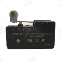 OMRON Snap Action Switch: Hinge Roller Lever Actuator, 3NO/3NC, Solder (MPN DZ-10GV22-1A). Key specifications — AC Contact Rating: 2 A @ 480 V; Electrical Connection: Solder; Series: DZ; Brand: OMRON.