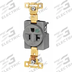 BRYANT Receptacle: Single, 5-20, Gray, 125V AC, 20 A, 2 Pole / 3 Wire (MPN 5361GRYWR)