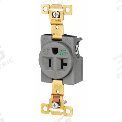 BRYANT Receptacle: Single, 5-20, Gray, 125V AC, 20 A, 2 Pole / 3 Wire (MPN 5361GRYWR) - General Purpose Receptacles