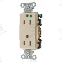 HUBBELL Receptacle: Hospital Grade Fed. Spec., Decorator Duplex, 5-15R, Ivory, 125V AC, 15 A (MPN 2172IV)