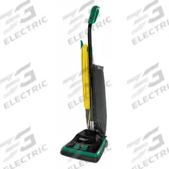 BISSELL COMMERCIAL Upright Vacuum Cleaner: 12 in Cleaning Path Wd, 95 cfm Air Flow, 13.5 lb Wt, Std (MPN BG100). Key specifications — Color: Black; Vacuum Motor Type: Brushed; Includes Onboard Hose: Onboard Hose Not Included; Head Height Adjustment: 6-Position; Brand: BISSELL COMMERCIAL; Drive Belt: Mechanical Clutch; Includes: Nonstick Shakeout Dust Bag; Independent Brush Motor: No.