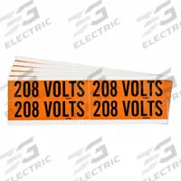 BRADY Conduit & Voltage Signs & Labels: 4 1/8 in Label Wd, 1 1/8 in Label Ht, 208 Volts, 5 PK (MPN 152351). Key specifications — Legend: 208 Volts; Brand: BRADY; Label Style: B.