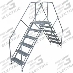 COTTERMAN Crossover Ladder: 5 ft Platform Ht, Steel, Serrated, 350 lb Load Capacity - Max, 6 Steps (MPN 6PC36A3B1C1P6). Key specifications — Brand: COTTERMAN; Color: Gray.