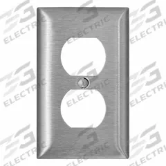 LEVITON Wall Plate: Duplex Outlet, 1 Gang, Std Size (MPN SS8-40). Key specifications — Brand: LEVITON; Material: Stainless Steel.