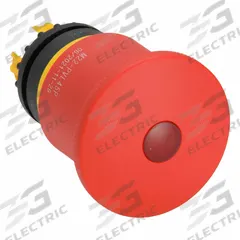 EATON Mushroom Head Push Button: Red, 45 mm Mounting Size, Non-Metallic, Maintained (MPN M22-PVL45P). Key specifications — Brand: EATON; Action: Maintained; Series: M30; Push Button Material Type: Non-Metallic.