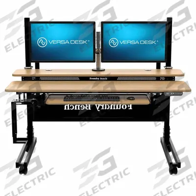 VERSADESK Standing Desk: Bamboo, Natural Bamboo, 48 in Overall Wd, 31 in Overall Dp - Electric Adjustable-Height Desks