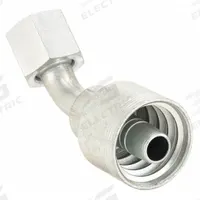 PARKER Hydraulic Crimp Fitting: Steel x Steel, 45° Elbow, -6 For Hose Dash Size, Female x Genderless (MPN 1J743-8-6). Key specifications — Fitting Gender: Female x Genderless; Fitting Connection Type: ORS x Crimp; For Hose Dash Size: -6; Thread Size: 13/16"-16; Brand: PARKER.