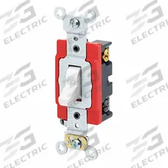 LEVITON Wall Switch: Toggle Switch, 4-Way, Maintained, White, 120/277V AC, 20 A (MPN 1224-2W). Key specifications — Illuminated: No; Voltage Rating: 120/277V AC.