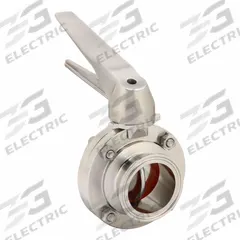 VNE Manual Butterfly Valve: 2 in Pipe Size, Clamp, 145 psi Max. Pressure (CWP), 316L Stainless Steel (MPN 51C-62.0MV/STH). Key specifications — Average Surface Roughness (Ra): ≤ 32 micron; Brand: VNE; Stop Positions: 12; Handle Type: Lever; Body Material: 316L SS; Disc Material: 316L SS.