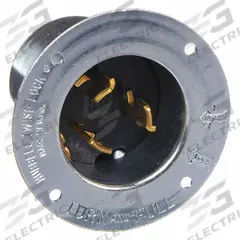 HUBBELL Locking Inlet: Non-NEMA, Silver, 250V DC/600V AC, 50 A, 3 Pole, 4 Blade (MPN HBL3775). Key specifications — Voltage Rating: 250V DC/600V AC; Brand: HUBBELL.