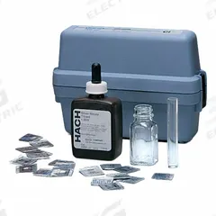 HACH Chloride Test Kit: Chloride, 5,000 to 1,00,000 mg/L Cl⁻/500 to 10,000 mg/L, 5000 mg/L/500 mg/L (MPN 208601). Key specifications — Includes: (2) Reagents; Range: 5,000 to 1,00,000 mg/L Cl⁻; Sensitivity: 5000 mg/L; Test Parameters: Chloride.