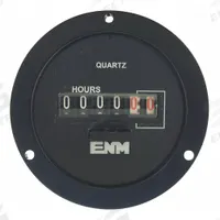 ENM Hour Meter: Hour Meters, Front Panel Mounting, Analog, 120 V AC – 120 V AC, ISO 9001, Analog (MPN T55A2A). Key specifications — Mounting Style: Panel; Standards: ISO 9001; Bezel Face Shape: Round; Hour Unit Increment: Tenth; Brand: ENM; Manufacturer Part Number: T55A2A; Meter Type_Broad: Analog.