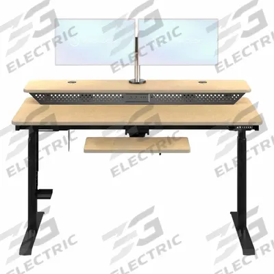 VERSADESK Electric Sit-Stand Desk: Maple, Wood, 60 in Overall Wd, 30 in Overall Dp - Electric Adjustable-Height Desks
