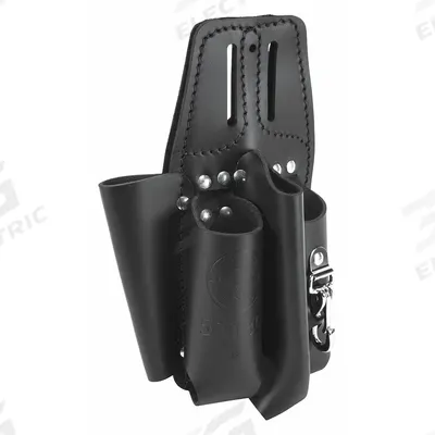 KLEIN TOOLS Tool Pouch: For 2 in Belt Wd - Max, 4 Pockets, Black - Leather Tool Pouches