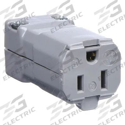 HUBBELL Straight Blade Connector: 5-15R, 125V AC, 15 A, 2 Pole, 3 Wire, Gray (MPN HBL5969VGY) - Hinged Connectors