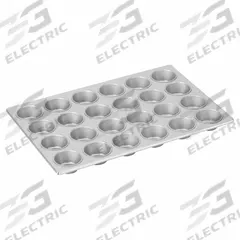 CHICAGO METALLIC Cupcake/Muffin Pan: Aluminized Steel, 24 Slots, 14 1/8 in Overall Wd, 26 ga Gauge (MPN 45525). Key specifications — Pan Style: Cupcake Pan; Brand: CHICAGO METALLIC; Color: Silver; Material: Aluminized Steel; NSF Certified: No; Number of Slots: 24.