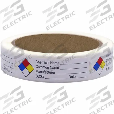 ROLL PRODUCTS GHS Label: 2 1/2 in Wd, 3/4 in Ht, Paper - Safety