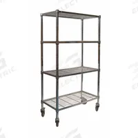 APPROVED VENDOR Wire Shelving Unit: 72 in x 24 in x 70 in, Dry, Split Sleeve, 4 Shelves, (4) Swivel (MPN 2HDF3). Key specifications — attr15738: Silver; attr14157: Chrome; attr14150: Dry; attr14159: Square; attr5304: 4; attr14155: (4) Swivel; attr14158: Steel; attr14156: Polyurethane.