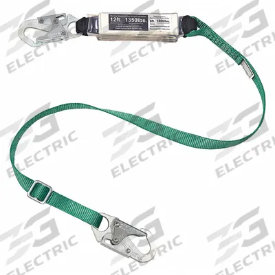 MSA Shock-Absorbing Lanyard: Shock Pack, Aluminum Snap Hook, Aluminum Snap Hook - General Fall Protection Shock-Absorbing Lanyards