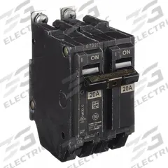 GE Miniature Circuit Breaker: THHQB, 20 A, 120/240V AC, Single Phase, 22kA at 120/240V AC, 2 Poles (MPN THHQB2120). Key specifications — attr195972: 20 A; attr195973: 120/240V AC; attr195974: Single; attr195975: 22kA at 120/240V AC; attr195976: Lighting Panels.