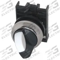 EATON Short-Handled Selector Switch: 22 mm Panel Mount Size, 3 Positions, No Cam Needed Cam (MPN M22M-WRK3-2). Key specifications — Action: Momentary/Maintained/Maintained; Cam: No Cam Needed; Brand: EATON; Switch Bezel Material Type: Metallic.