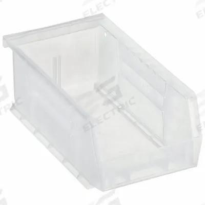AKRO-MILS Hang and Stack Bin: 4 1/8 in x 7 3/8 in x 3 in, Clear, Label Holder Included - Clearview Plastic Bins