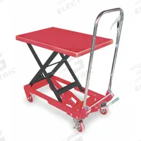 DAYTON Scissor Lift Table: 400 lb Load Capacity, 27 1/2 in L x 17 5/8 in W, 29 1/4 in Max Lifting Ht (MPN 3KR46). Key specifications — Platform Material: Steel; Brand: DAYTON.