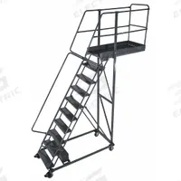 BALLYMORE Rolling Cantilever Ladder: 8.3 ft Platform Ht, Unassembled, Locking Casters, Steel (MPN CL-10-42-P). Key specifications — attr1051489: Gray; attr1051483: BALLYMORE; attr1051499: Double Handrails; attr1051504: Steel.