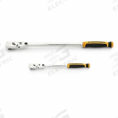 GEARWRENCH Hand Ratchet Set: Pear, Reversible, 9 in_15 1/2 in Overall Lg - Flex-Head Ratchet Sets