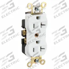 HUBBELL Receptacle: Duplex, 5-20, White, 125V AC, 20 A, 2 Pole / 3 Wire (MPN HBL5352W)