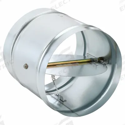 Dayton 14"dia Galvanized Steel Fire Damper: Dynamic, 14 in Duct, 14 in L, Galvanized Steel Frame - Round Fire Dampers