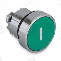 SCHNEIDER Flush Push Button: Green, 22 mm Mounting Size, Metallic, Momentary (MPN ZB4BA331). Key specifications — Brand: SCHNEIDER; Action: Momentary; Legend: I; Series: XB4; Push Button Material Type: Metallic.