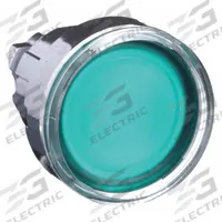 SCHNEIDER Flush Push Button: Green, 22 mm Mounting Size, Metallic, Maintained (MPN ZB4BH033). Key specifications — Brand: SCHNEIDER; Action: Maintained; Series: XB4; Push Button Material Type: Metallic.