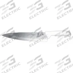 MERCER CUTLERY Chef/Utility Knife: Hollow Ground, 10 in Overall Lg, Steel Blade, White Handle, White (MPN M18120). Key specifications — Sub-brand: Ultimate White; Brand: MERCER CUTLERY; Blade Material: Steel; Blade Type: Hollow Ground; Edge Style: Sharp Edge; Forged/Stamped: Stamped; Handle Color: White; Handle Material: Polypropylene.