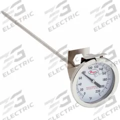 DWYER Clip On Dial Thermometer: 0°F to 220°F, +/- 2% Accuracy, 8 in Stem Lg, Fahrenheit (MPN CBT1780131). Key specifications — Accuracy: +/- 2%; Brand: DWYER; Temperature Units: Fahrenheit.