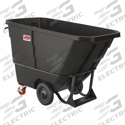 SUNCAST COMMERCIAL Tilt Truck: 27 cu ft, 1,300 lb, 70 in L x 33 7/8 in W x 43 7/8 in H, Black - Forkliftable Steel-Reinforced Plastic Tilt Trucks