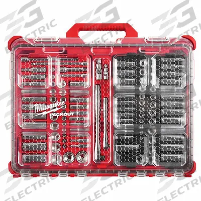 MILWAUKEE Ratchet & Socket Set: 1/4 in, 3/8 in Drive, 106 Piece, 6-Point - SAE & Metric Socket Sets with Drive Tools