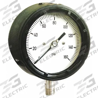 APPROVED VENDOR Industrial Pressure Gauge: 0 psi to 3,000 psi, White, 4 1/2 in Dial - All-Stainless Steel Wetted Parts & Casing