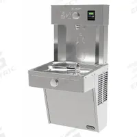 ELKAY Drinking Fountain with Bottle Filler: On-Wall, 38 13/16 in Ht, 18 in Dp, 18 5/8 in Overall Wd (MPN VRC8WSK). Key specifications — Housing Color: Gray; Brand: ELKAY; Vandal Resistant: Vandal Resistant; Housing Material: Stainless Steel; Refrigeration: Non-Refrigerated.